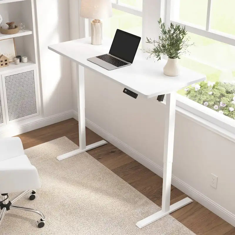 55W Electric Height Adjustable Standing Desk 4 Presets Anti-Collision Black White Maple
