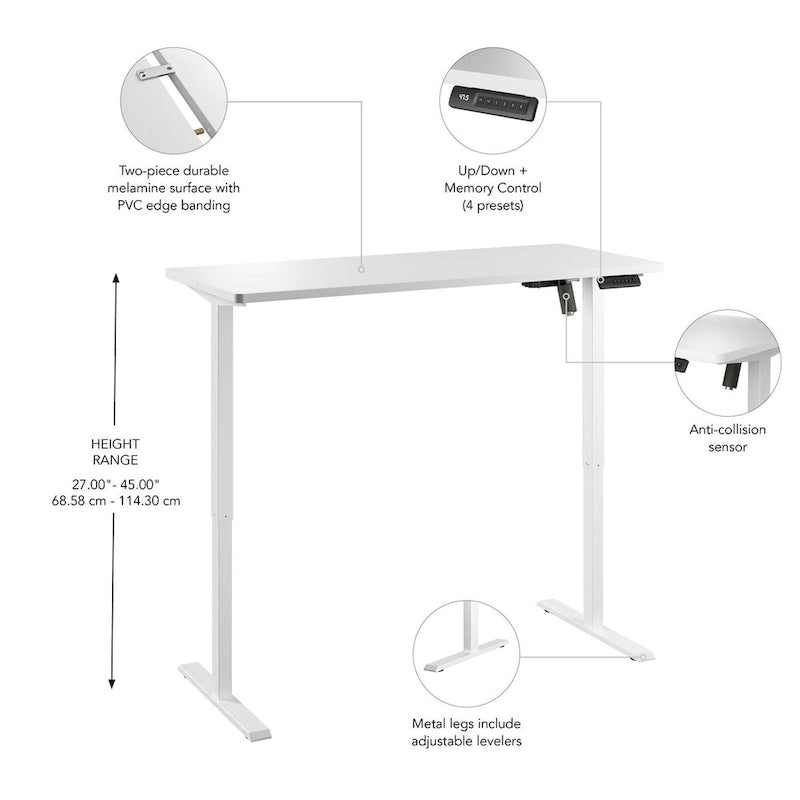 55W Electric Height Adjustable Standing Desk 4 Presets Anti-Collision Black White Maple