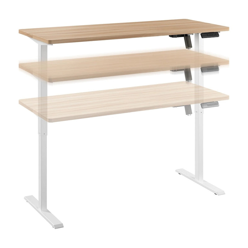 55W Electric Height Adjustable Standing Desk 4 Presets Anti-Collision Black White Maple