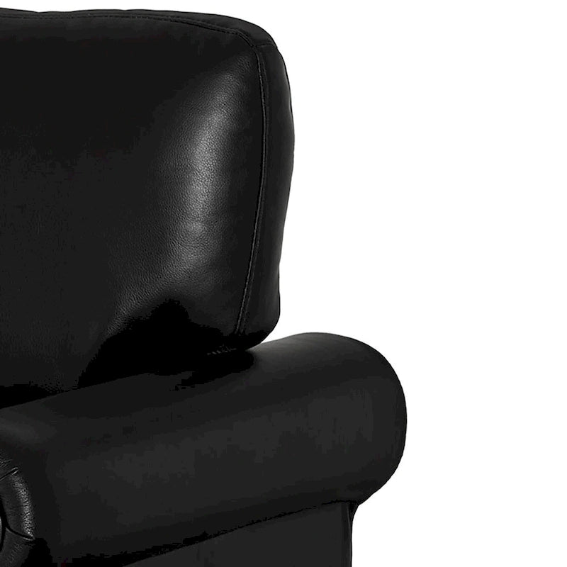 Vintage PU Leather Armchair Rolled Arms Nailhead Trim Wood Legs Burgundy Grey Navy Black