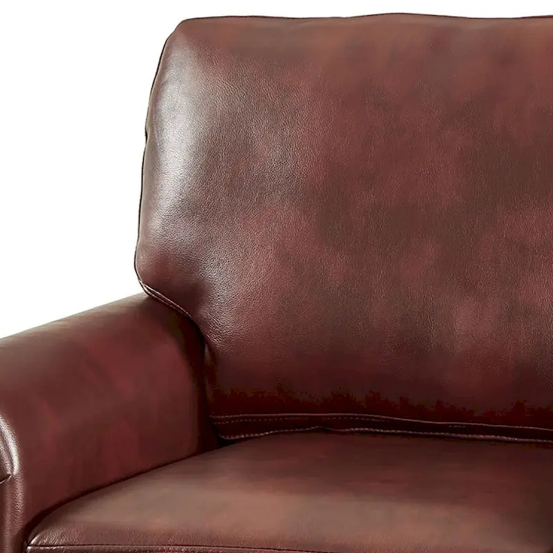 Vintage PU Leather Armchair Rolled Arms Nailhead Trim Wood Legs Burgundy Grey Navy Black